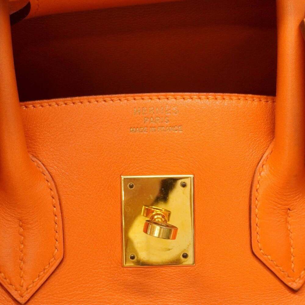 Hermes Birkin 35 Handbag, Veau Gulliver Leather, Orange, □B Stamp, Women's - Picture 5 of 13